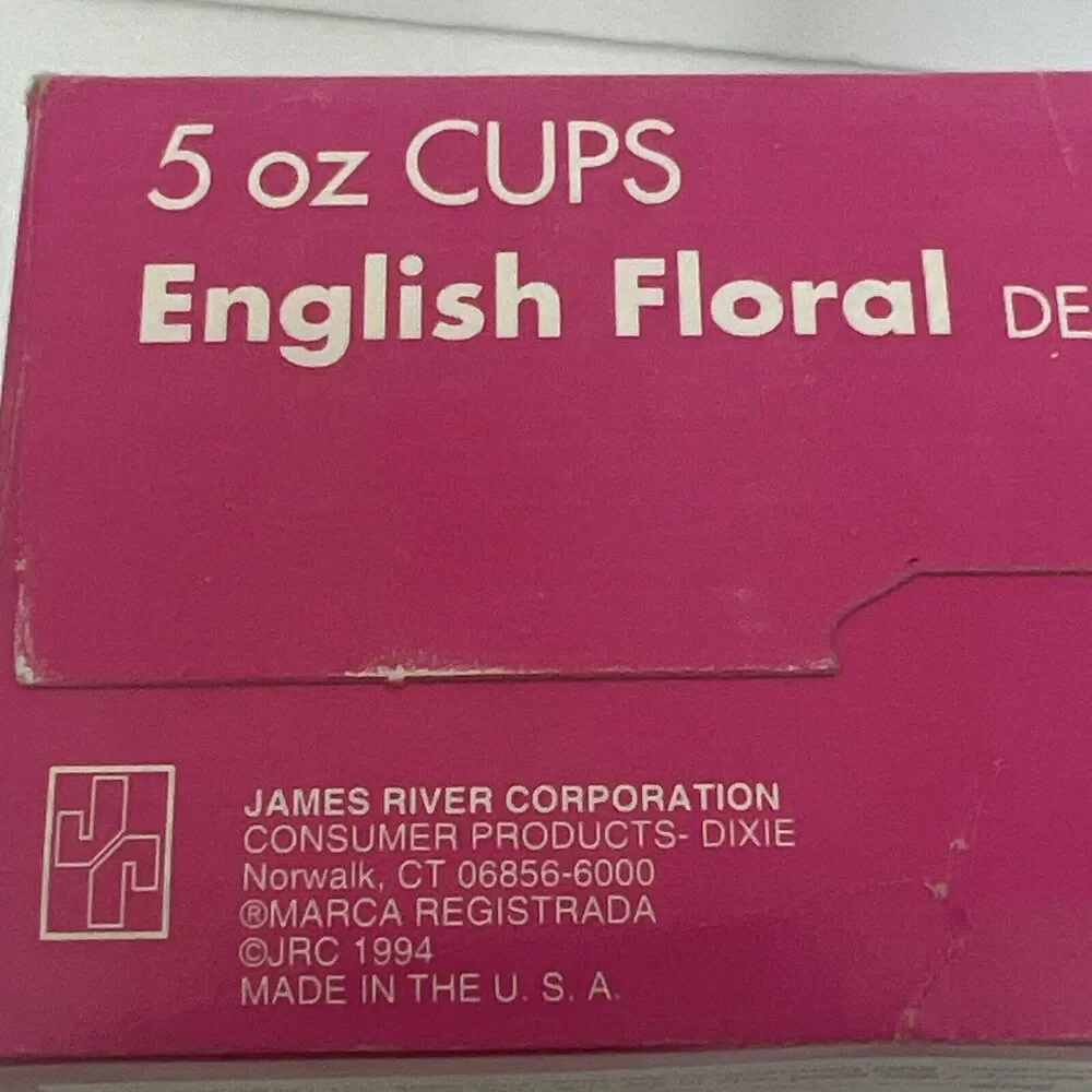 NEW Never Opened Dixie 5 oz Bathroom 100 Cups English Floral Design Vintage 1994
